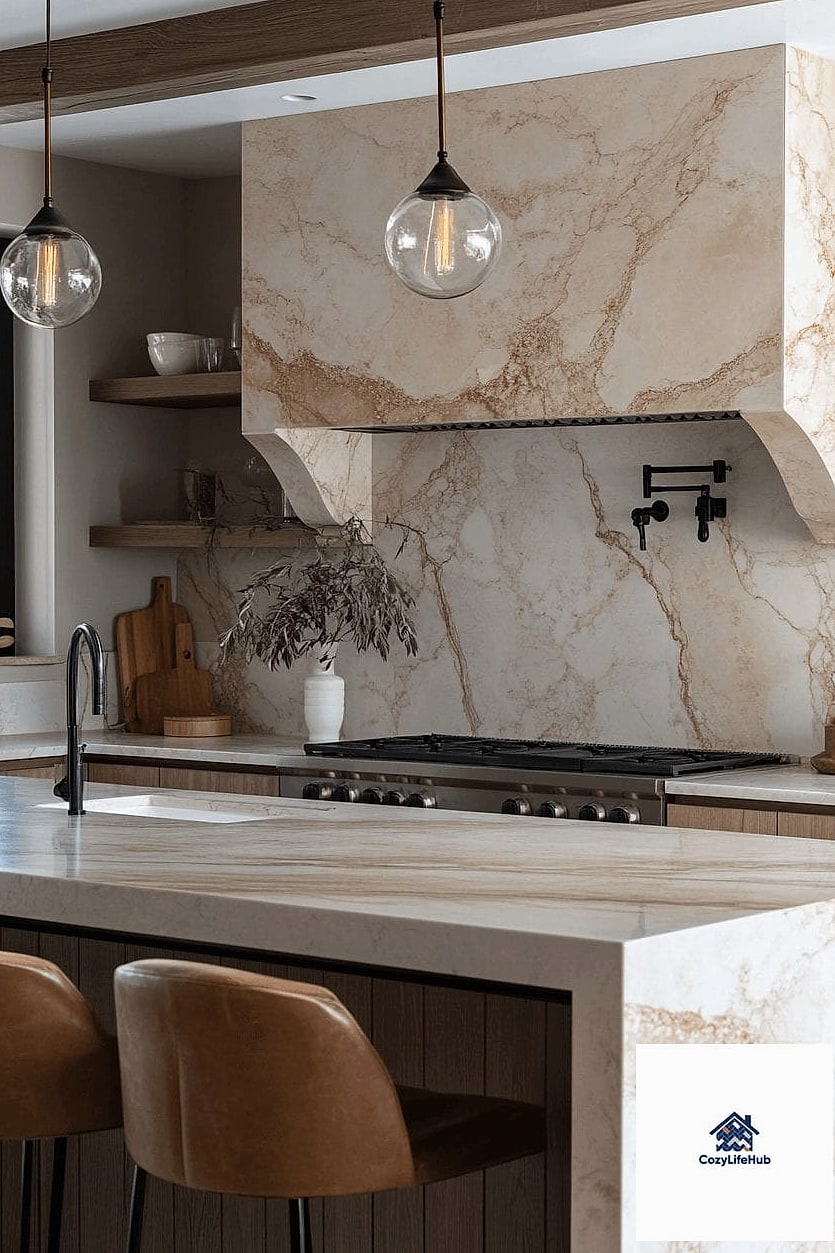Marble Slab in a Coffee or Wet Bar Nook