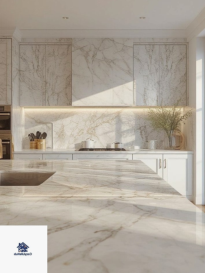 Marble Slab with Integrated Pot Filler Cutout