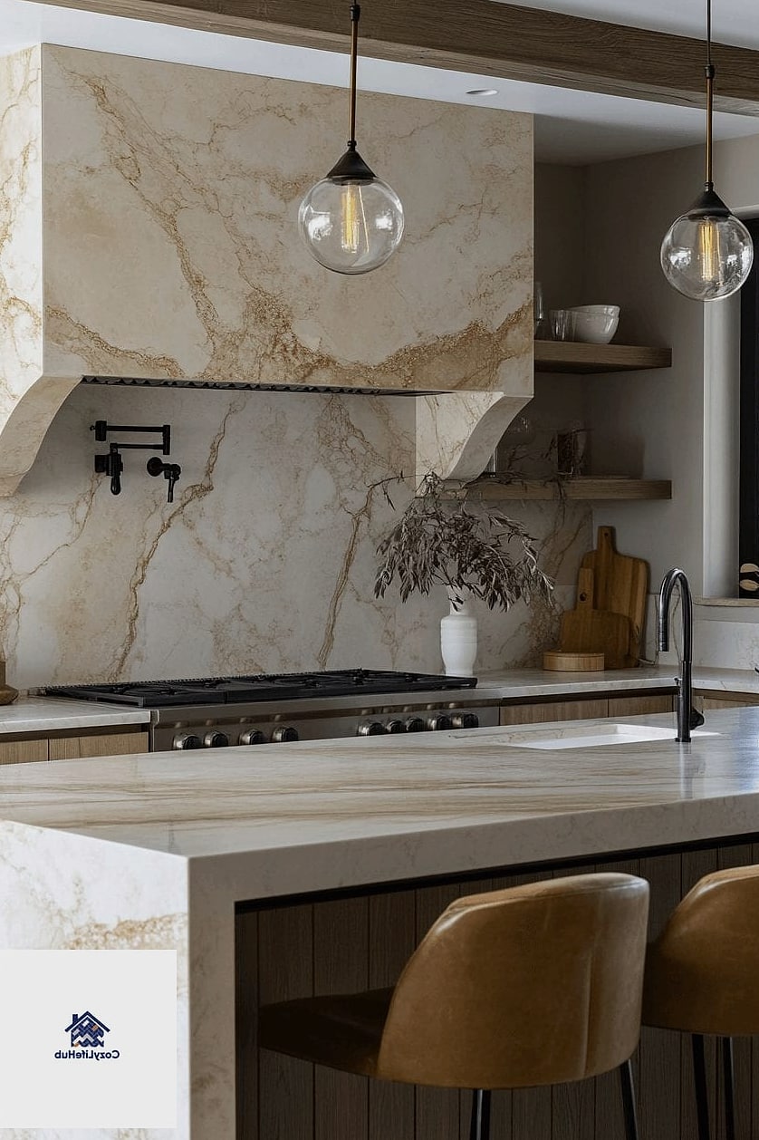 Marble Slab with Warm LED Underlighting