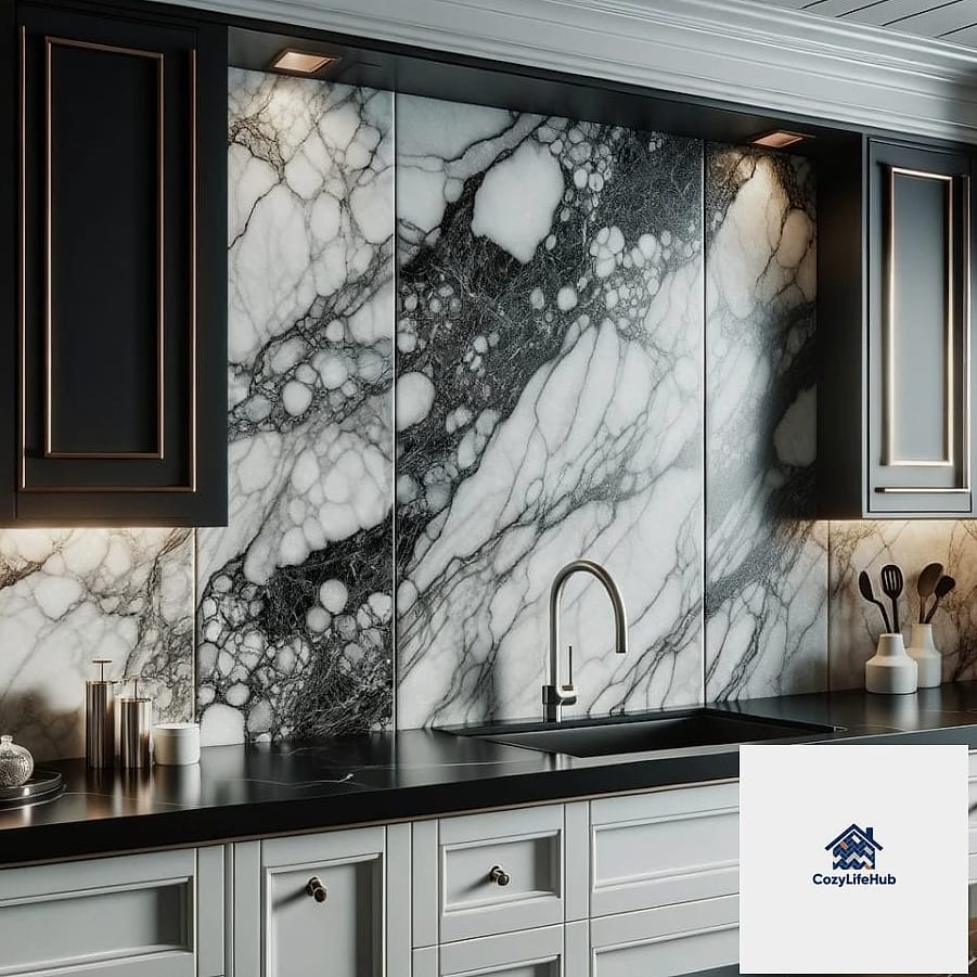 20 Backsplash for Dark Countertops Ideas for Every Home Style and Budget 5 Marble Slab Backsplash