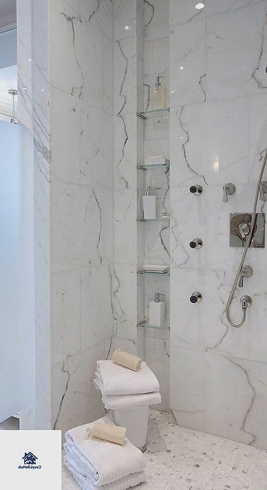 11 Marble Bathroom Ideas That Work in Any Size Home 2 Marble Slab Shower Walls