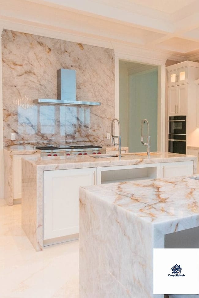 Marble Slab with Waterfall Countertop Match