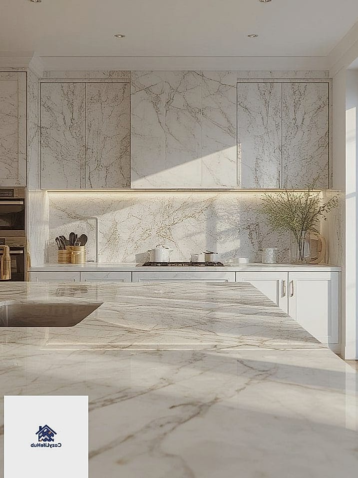 Marble Slab with Integrated Shelf Ledge