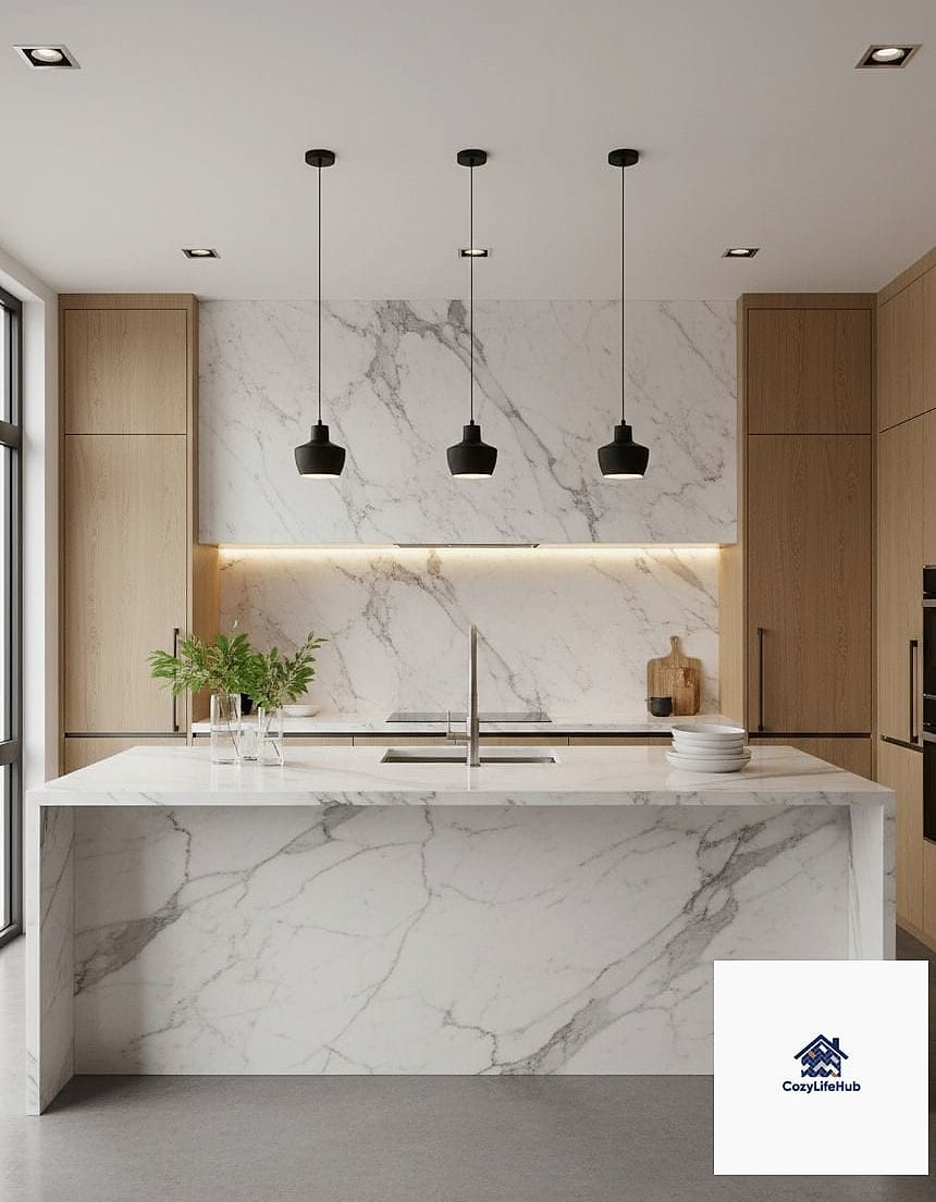 Marble Slab with Waterfall Edge