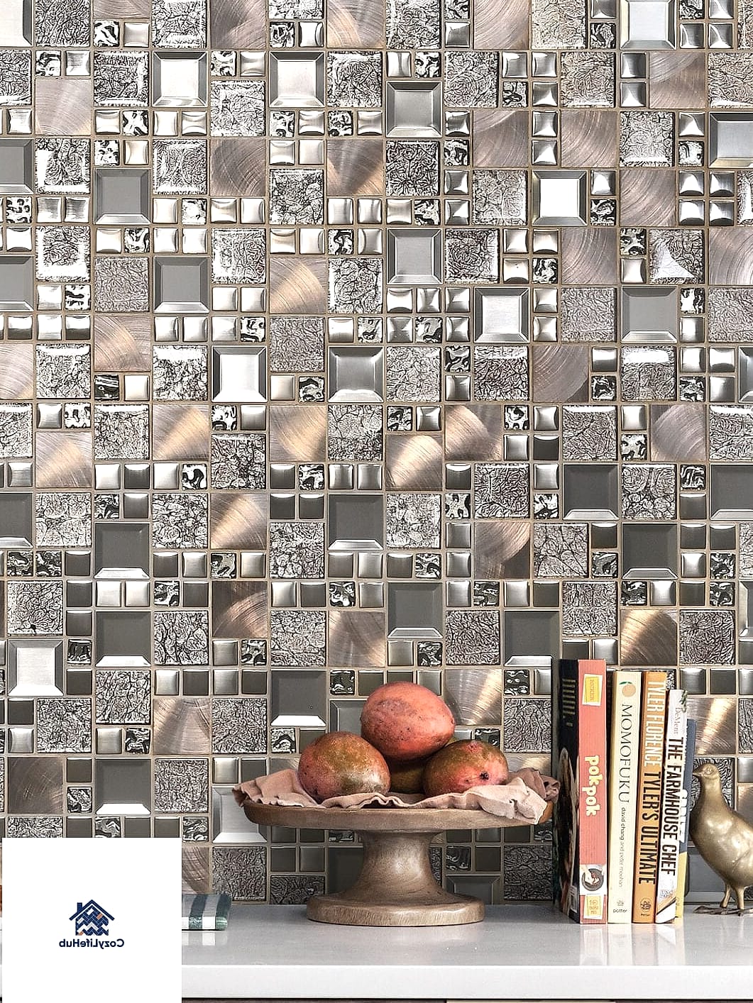 Marble Tile with Metallic Inlay