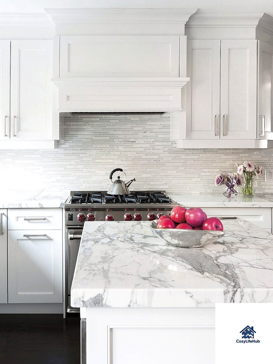 Marble Tile Extending to the Ceiling
