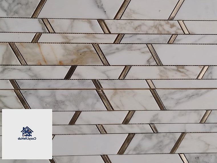 Marble Tile with Brass or Gold Grout Lines