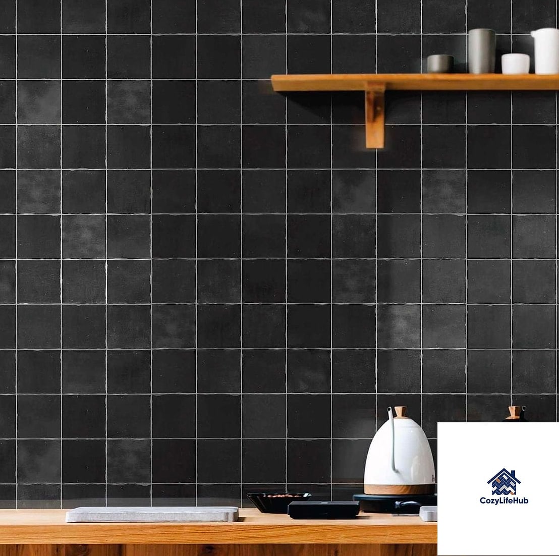 19 Black Backsplash Ideas That Will Transform Your Space 3 Matte Black Zellige Tile