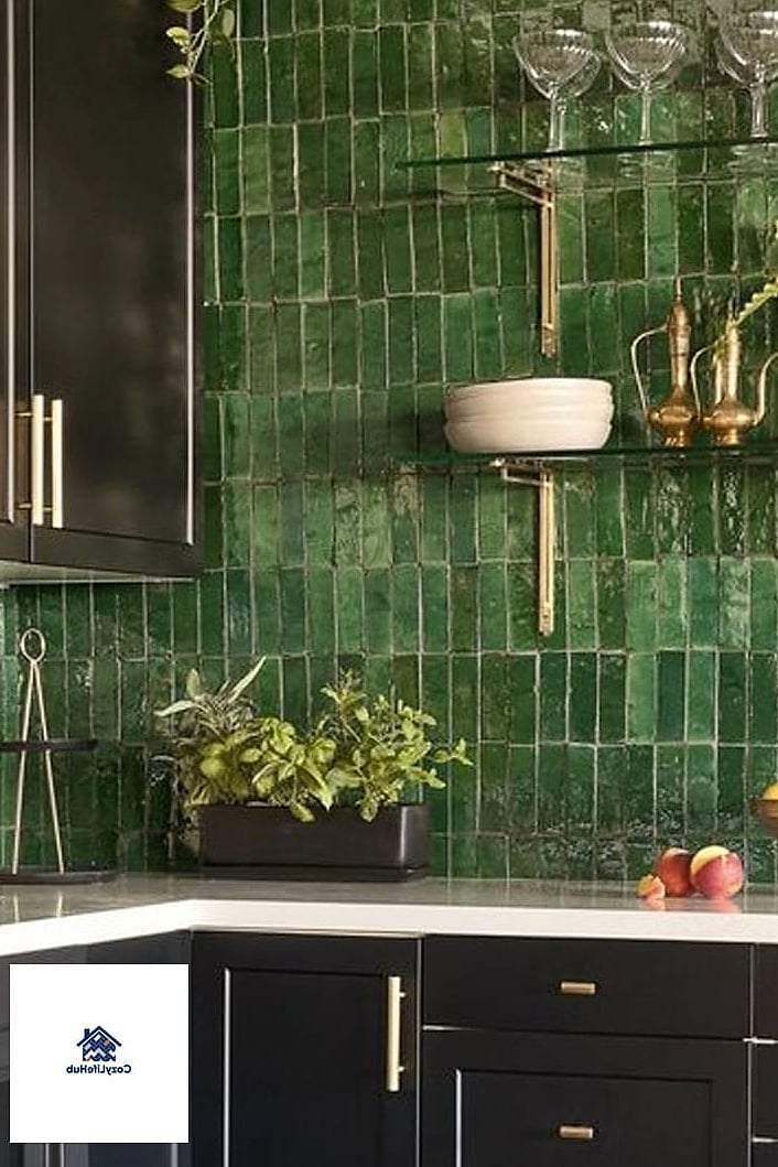 20 Matte Backsplash Ideas Worth Stealing From Interior Designers 8 Matte Green Tile for a Moody Kitchen