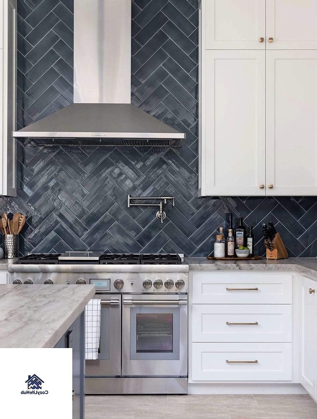 20 Matte Backsplash Ideas Worth Stealing From Interior Designers 11 Matte Tile in a Herringbone Pattern
