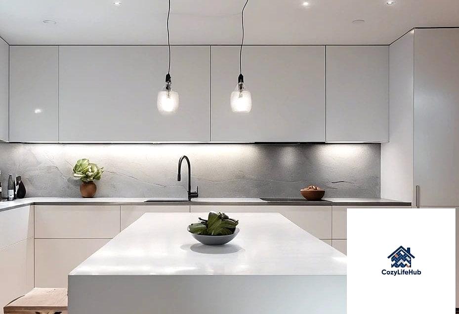 Minimalist Large-Format Tile Backsplash
