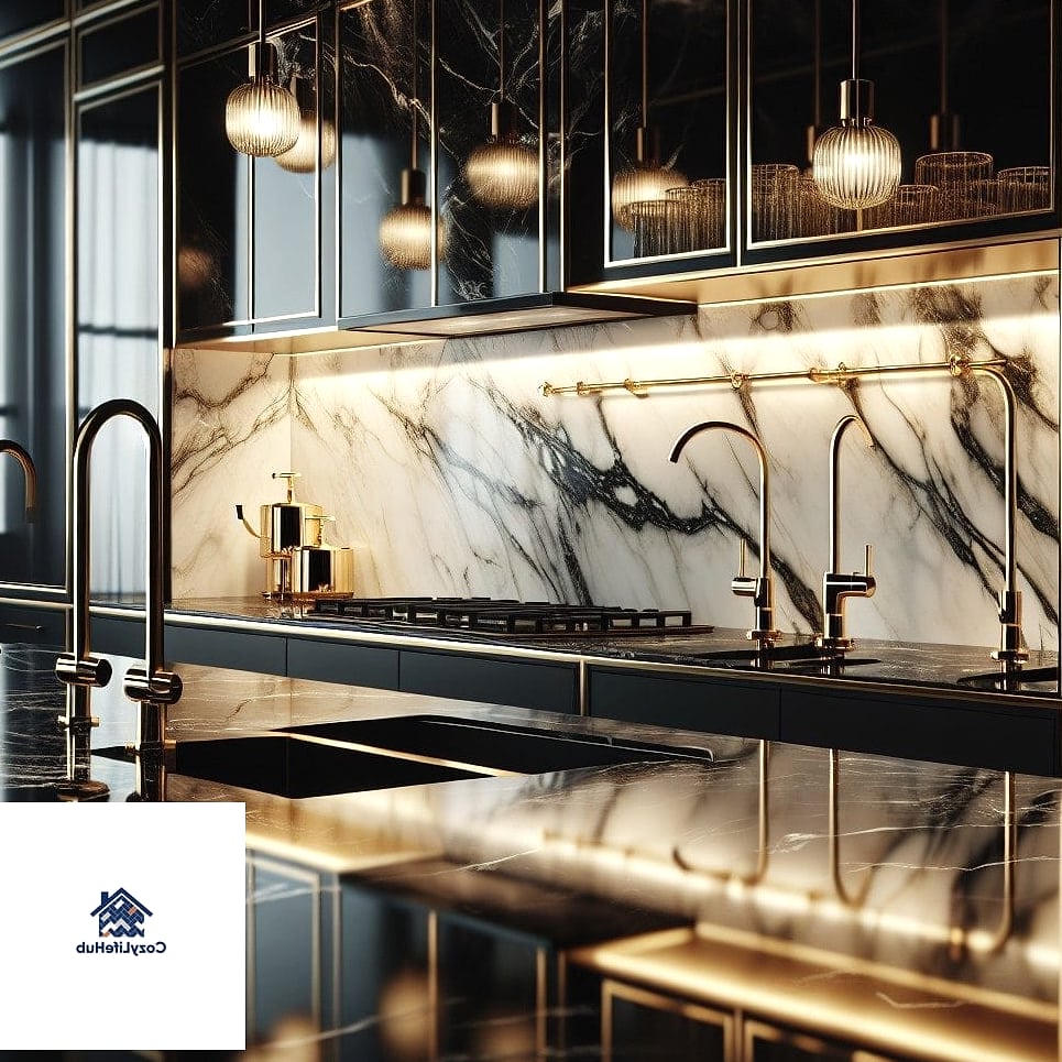 Mirror and Marble Combo Backsplash