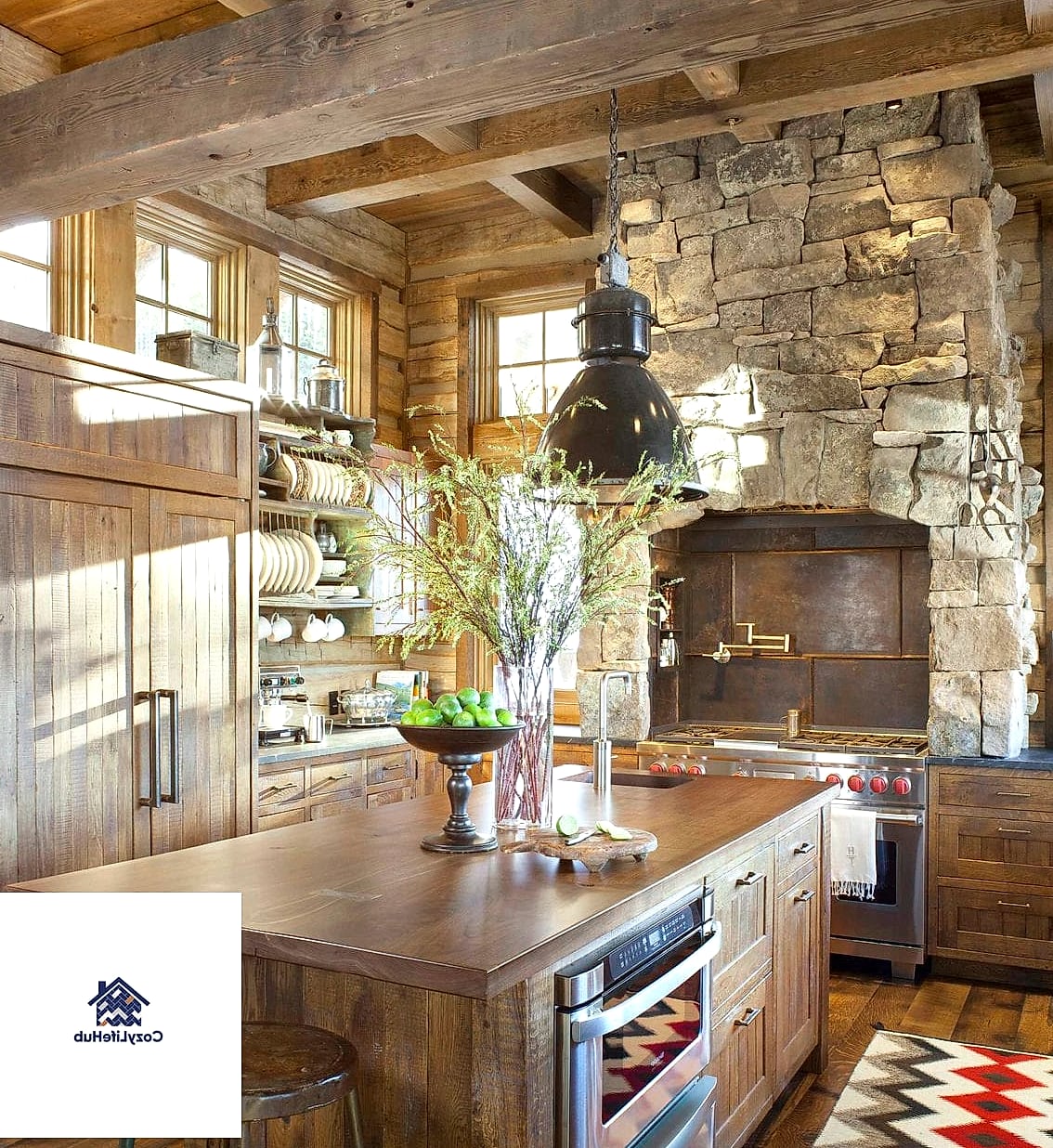17 Rustic Stone Backsplash Ideas That Will Transform Your Space 12 Mixed Stone and Wood Combination