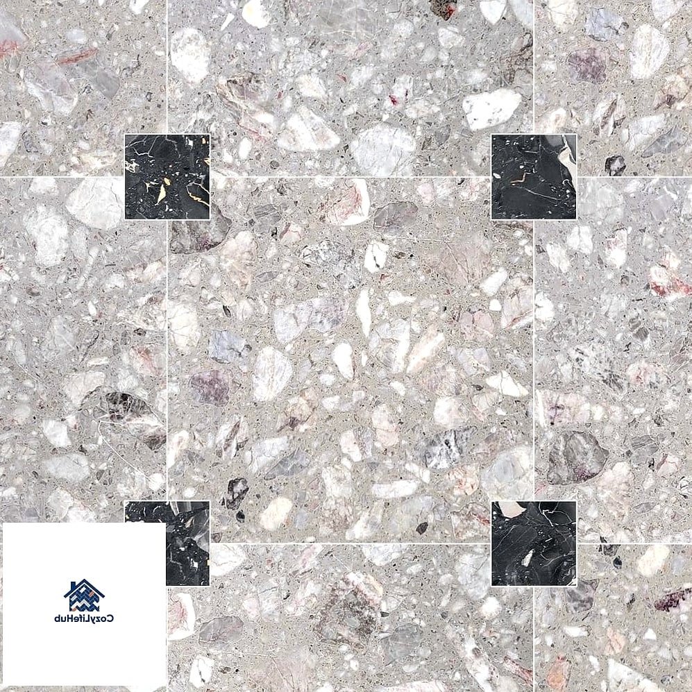 18 Waterjet White Gray Mosaic Tile Ideas You'll Want to Save Right Now 17 Modern Terrazzo-Style Waterjet Mosaic