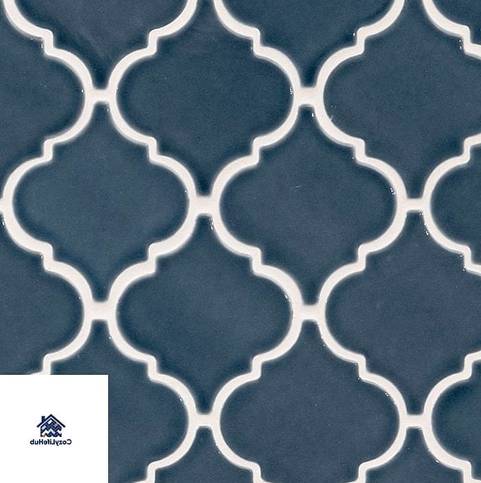 Moody Navy Arabesque Shower Surround