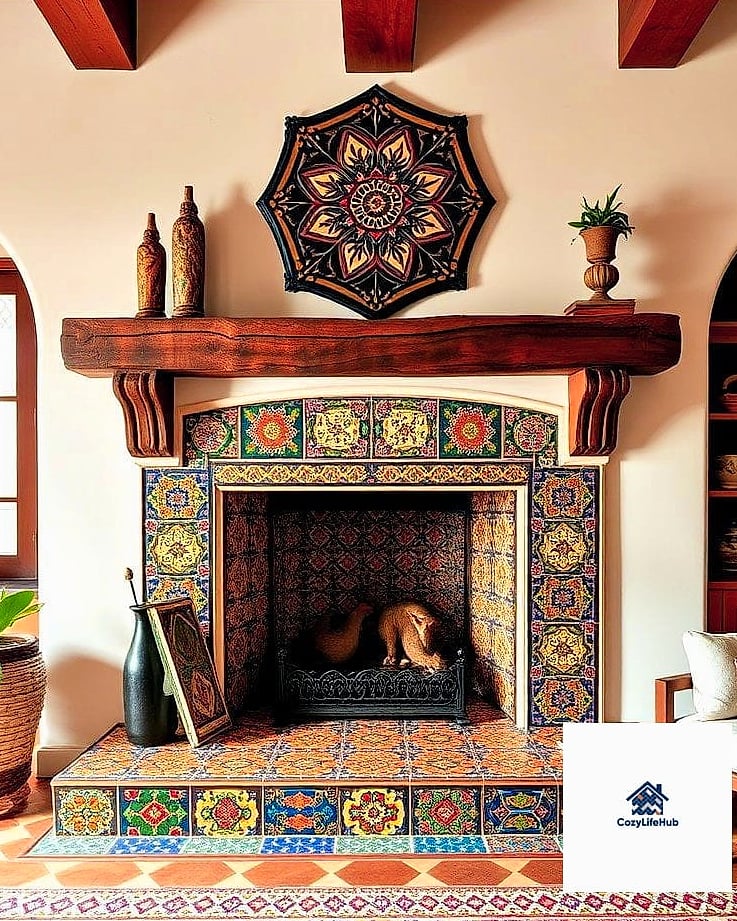 Mosaic Tile Fireplace Surround