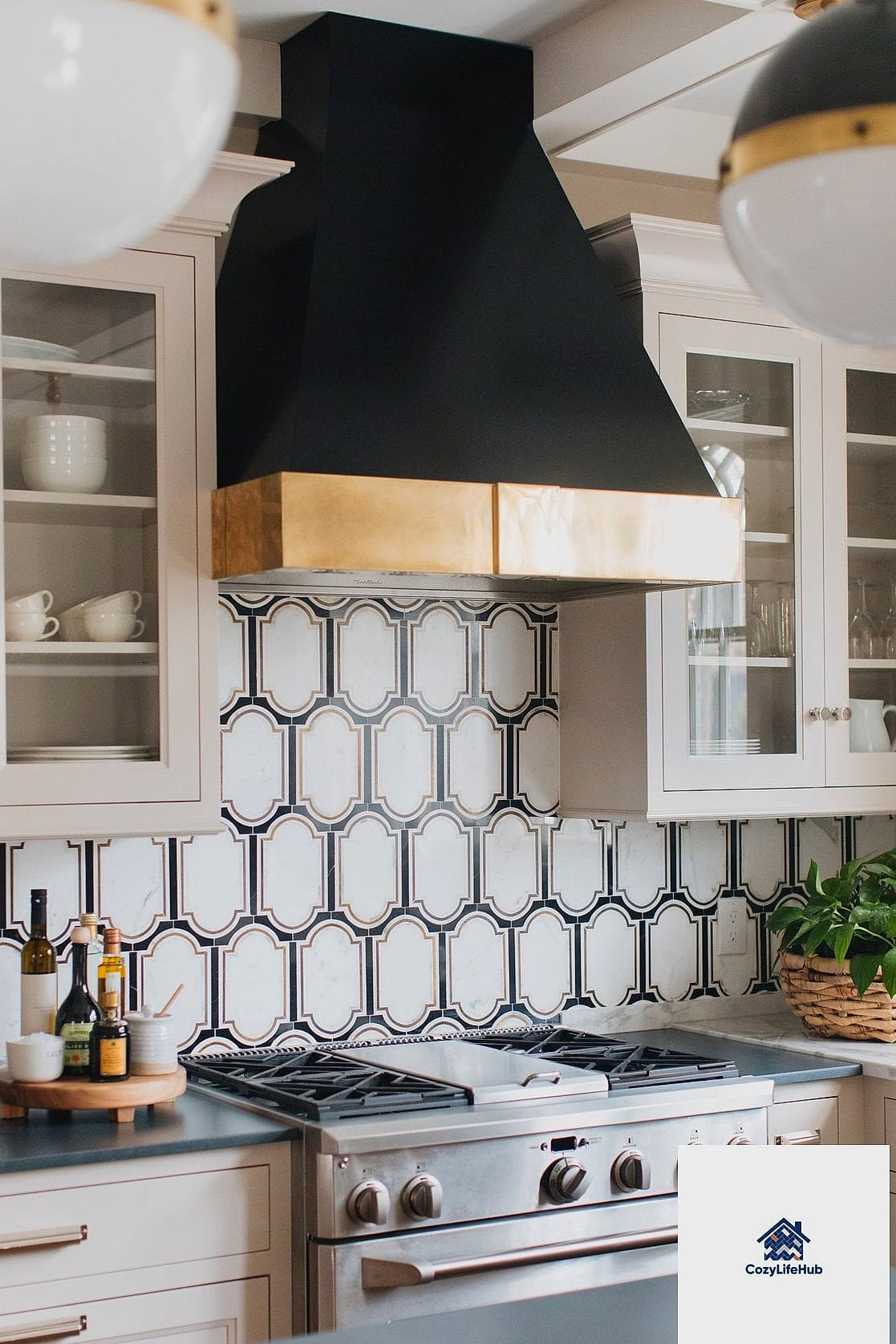 21 Backsplash for Black and White Kitchens Ideas That Will Transform Your Space 8 Mosaic Tile with Geometric Shapes