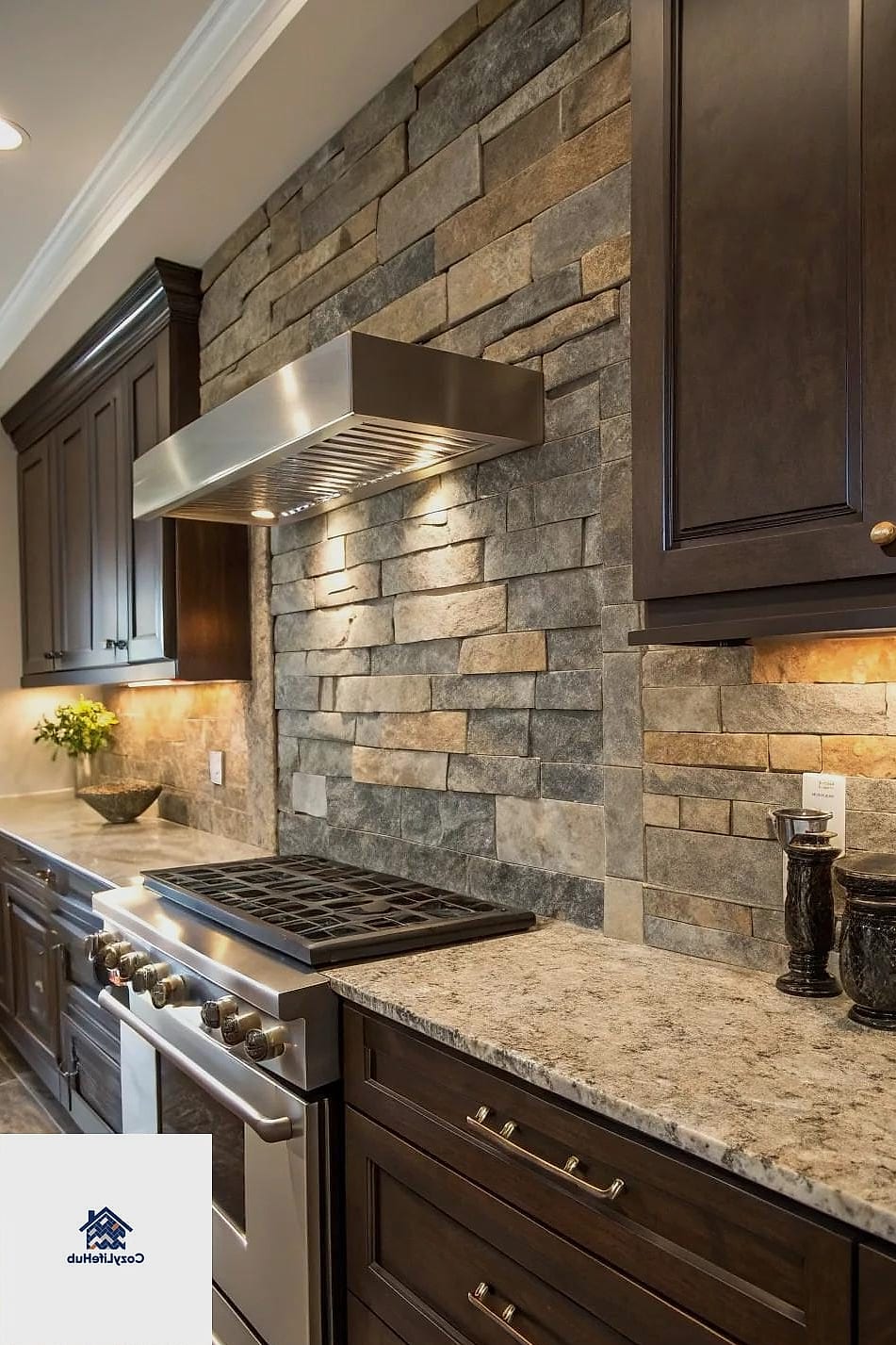 17 Rustic Stone Backsplash Ideas That Will Transform Your Space 17 Multi-Tone Stacked Stone with Warm and Cool Mix