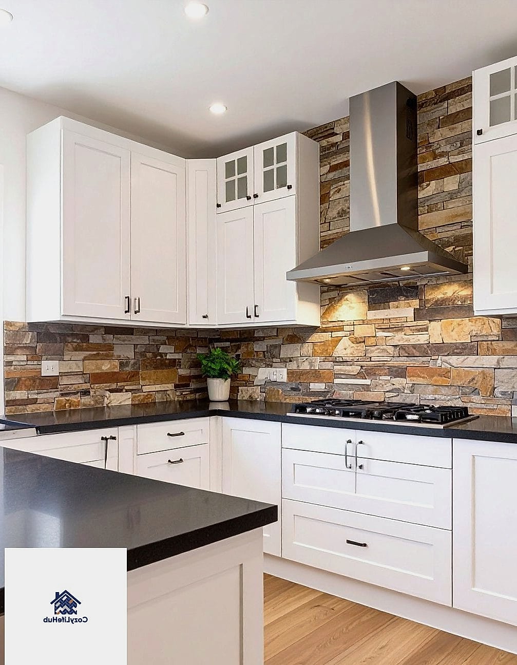 23 Backsplash Ideas for White Cabinets Ideas That Will Transform Your Space 22 Natural Stone Ledger Tile