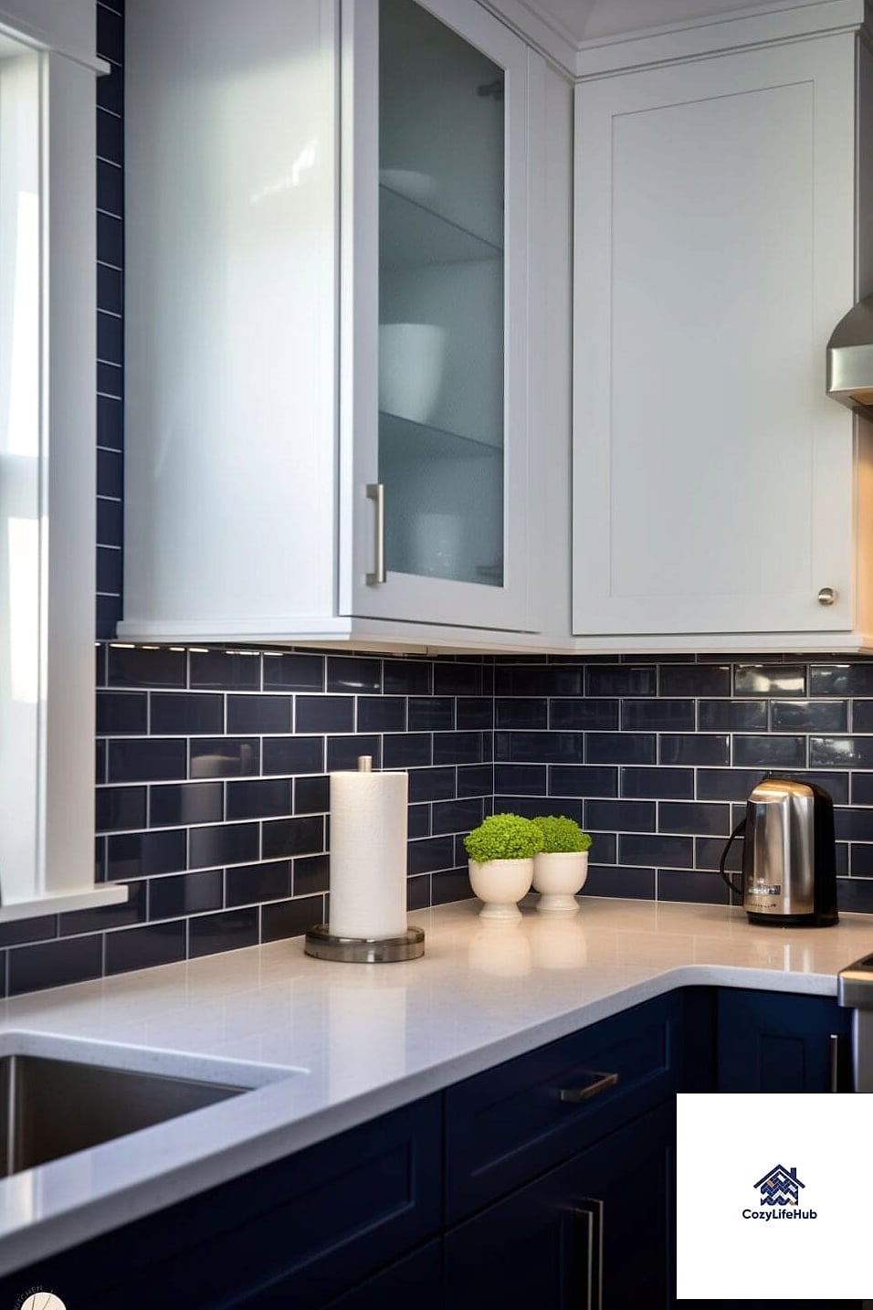 Navy Blue Tile Backsplash