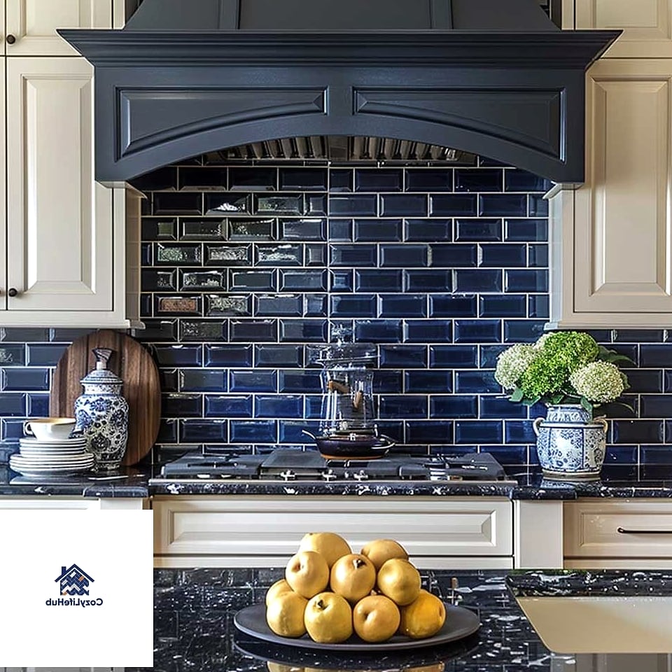 19 Chevron Backsplash Ideas Trending on Pinterest This Year 8 Navy Blue Chevron Accent