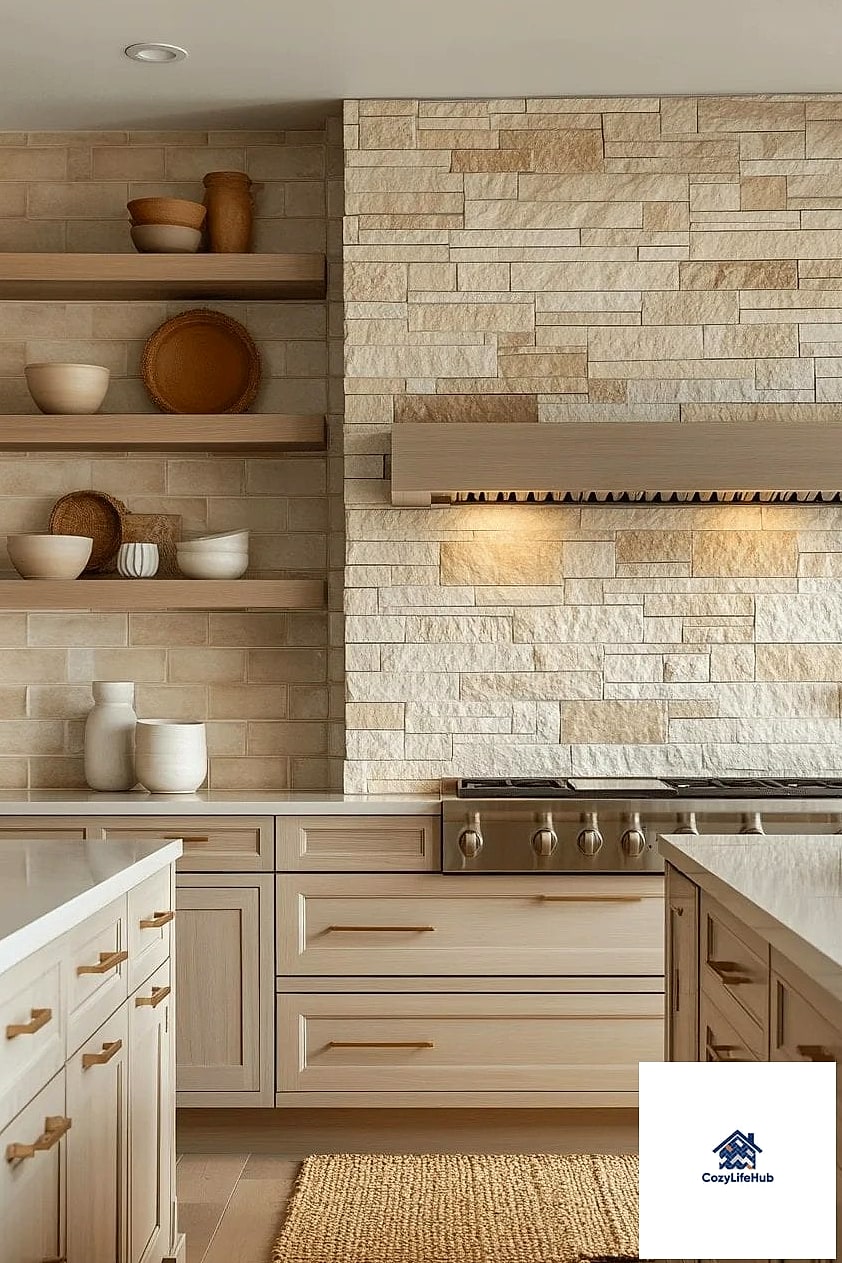 Neutral Natural Stone Backsplash