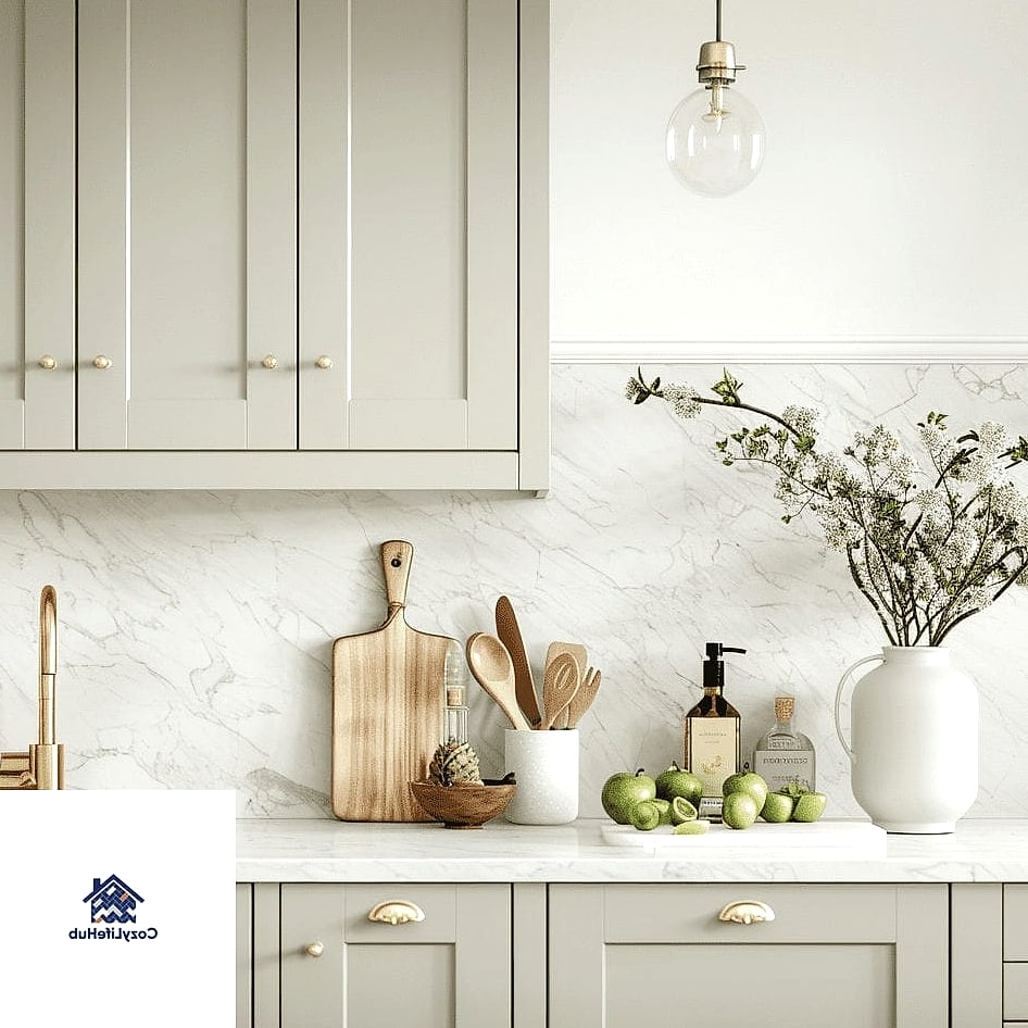 21 Shell Backsplash Ideas Worth Stealing From Interior Designers 10 Neutral Shell Tile with Warm Wood Cabinets