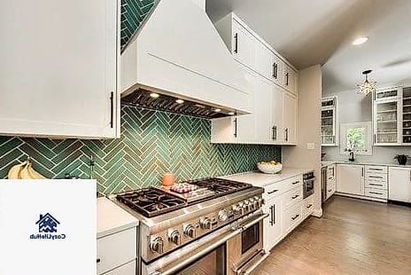 Olive Green Herringbone with Matte Black Fixtures
