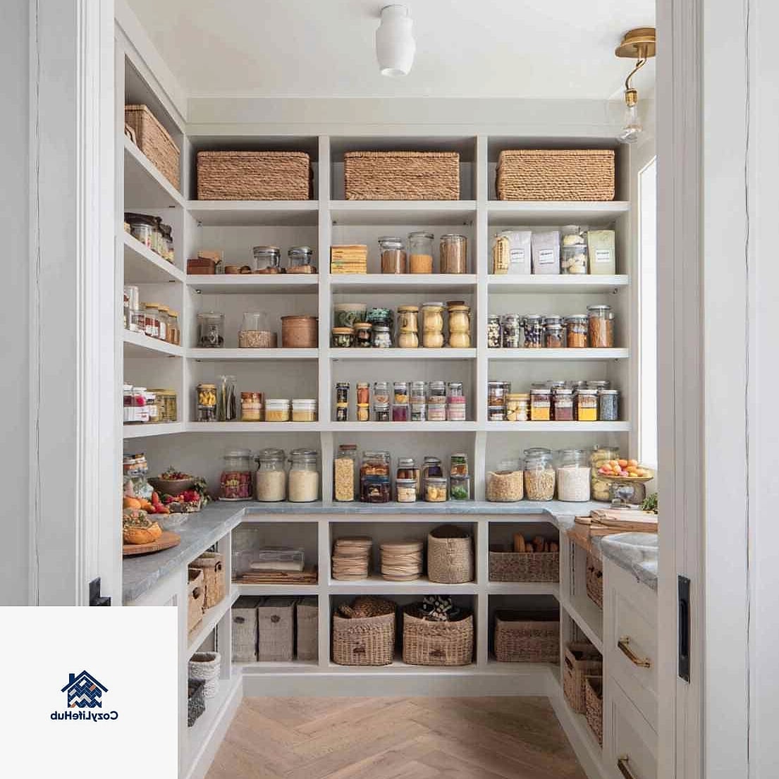 17 Inexpensive Kitchen Ideas Trending on Pinterest This Year 10 Open Pantry with Matching Bins and Baskets