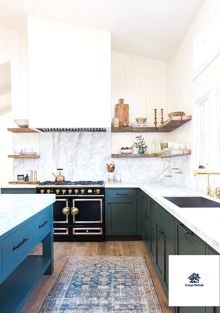 Open Shelving Paired with Wood Accents