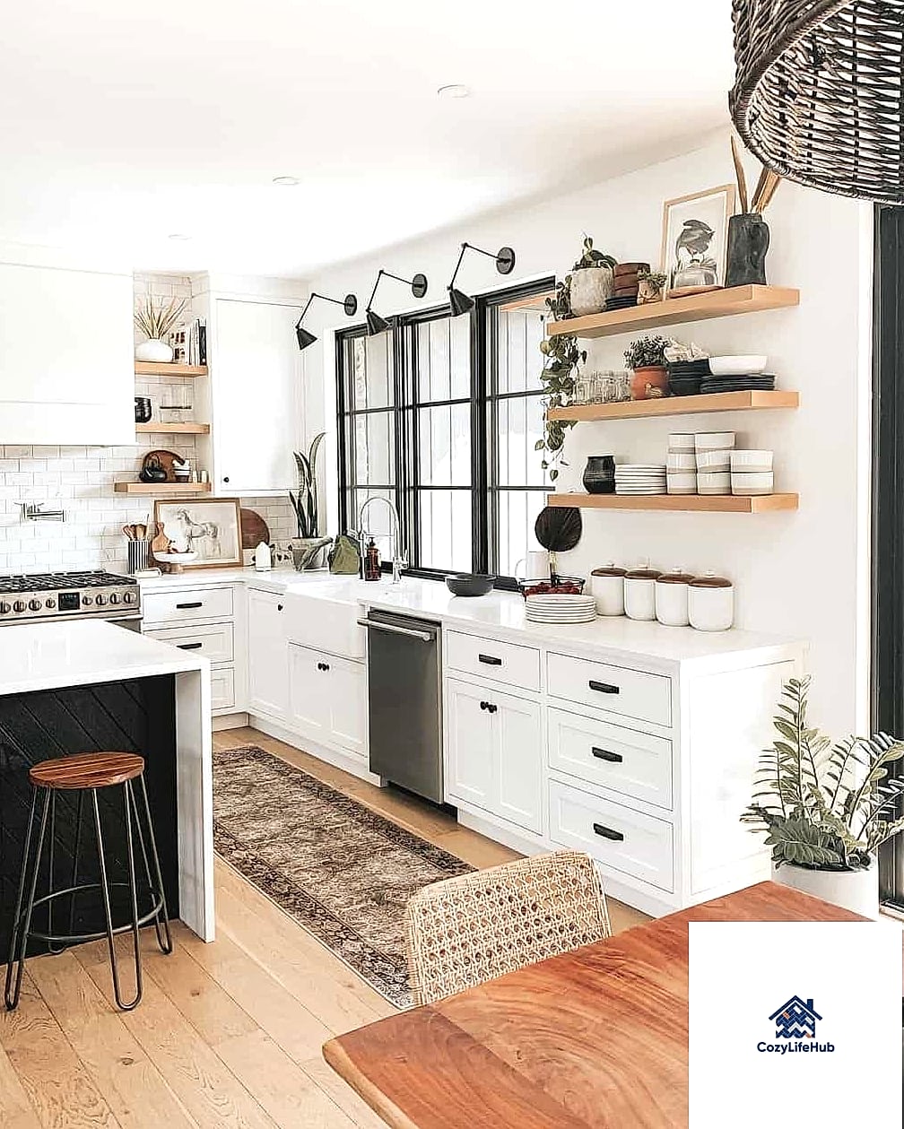Open Shelving in Place of Upper Cabinets