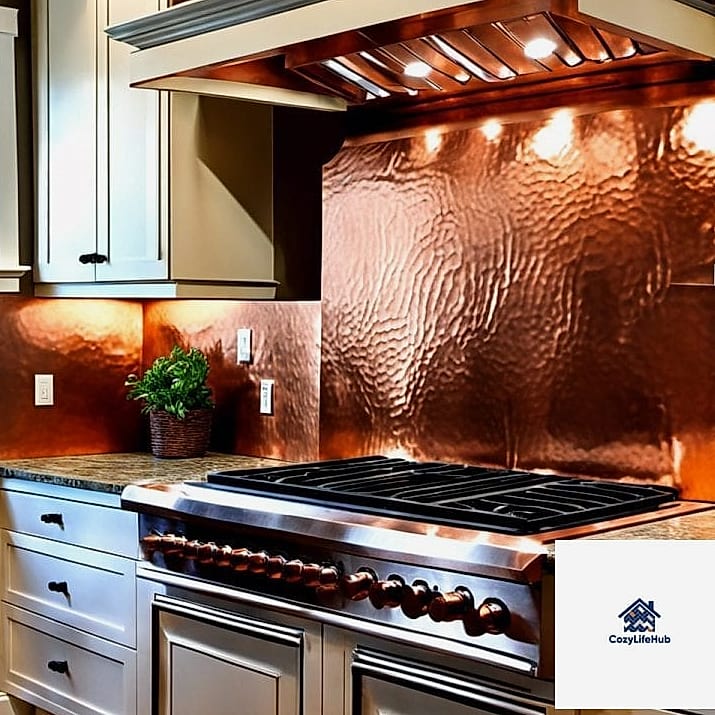 20 Metal Sheet Backsplash Ideas That Will Transform Your Space 14 Oxidized Copper with a Verdigris Finish