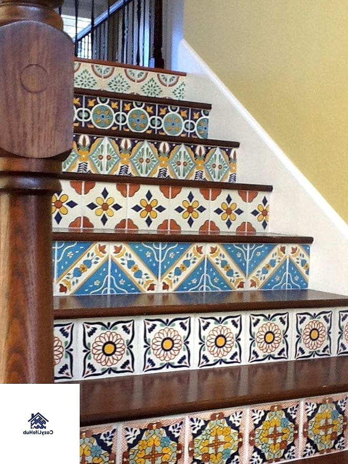 Patterned Tile Stair Risers
