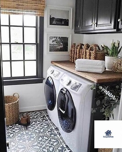 Patterned Tile Laundry Room Floor