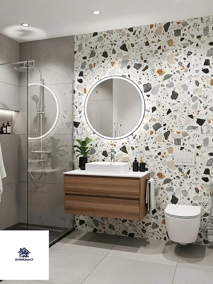 16 Modern Bathroom Ideas to Inspire Your Next Renovation 8 Pebble or Terrazzo Accent Flooring