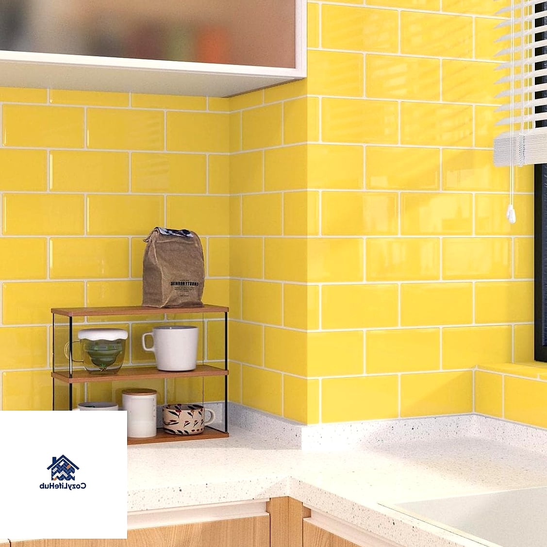 Peel-and-Stick Yellow Tile for Renters