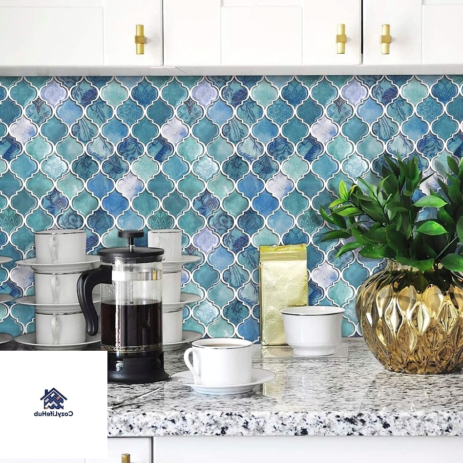 21 Shell Backsplash Ideas Worth Stealing From Interior Designers 14 Peel-and-Stick Shell Look Tile for Renters