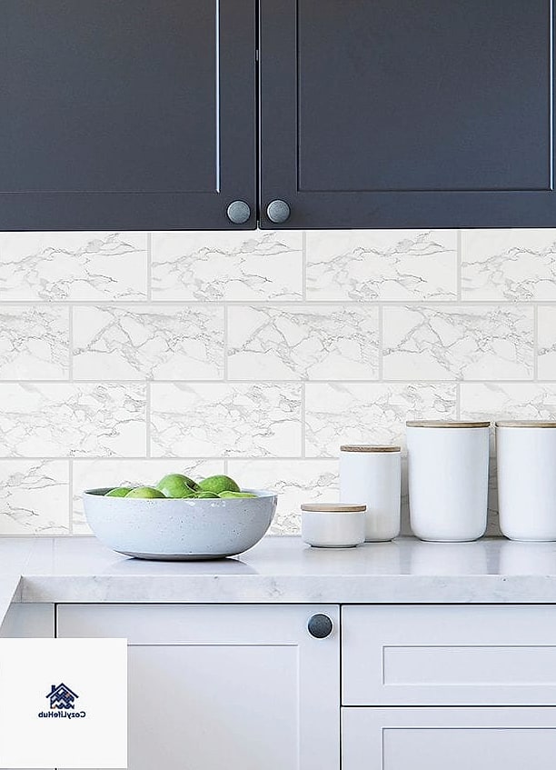 Peel-and-Stick Marble-Look Backsplash