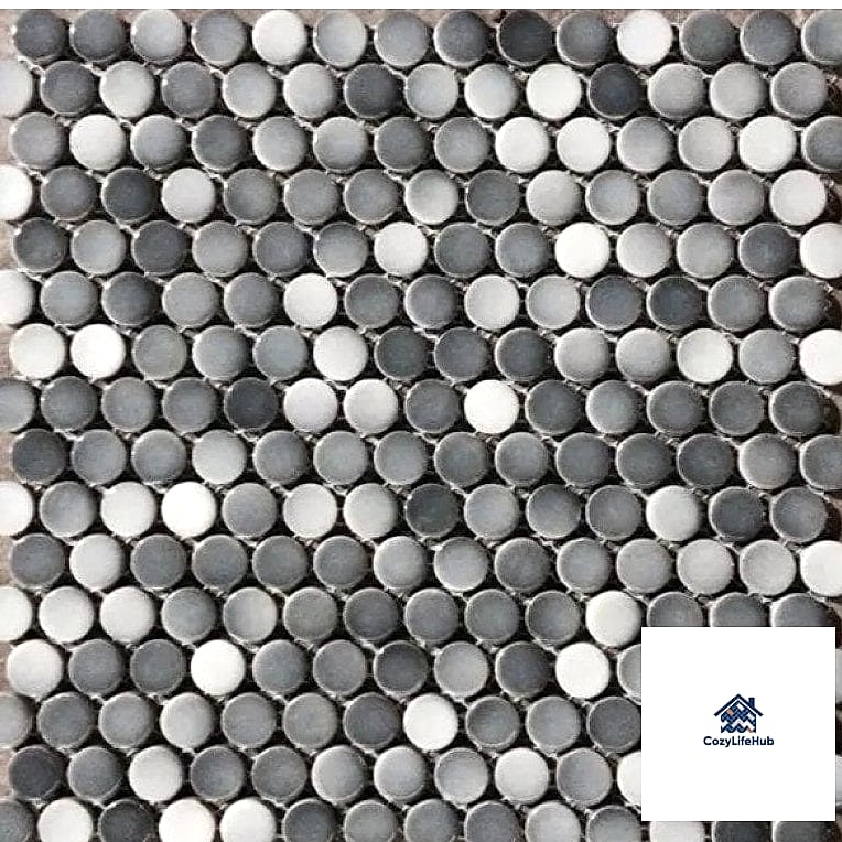 10 Gray Mosaic Tile Ideas That Work in Any Size Home 2 Penny Round Mosaic in Charcoal Gray