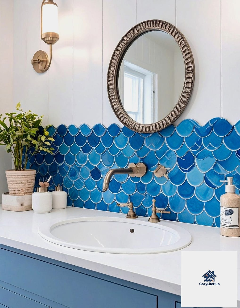 Playful Scalloped or Fish-Scale Tile