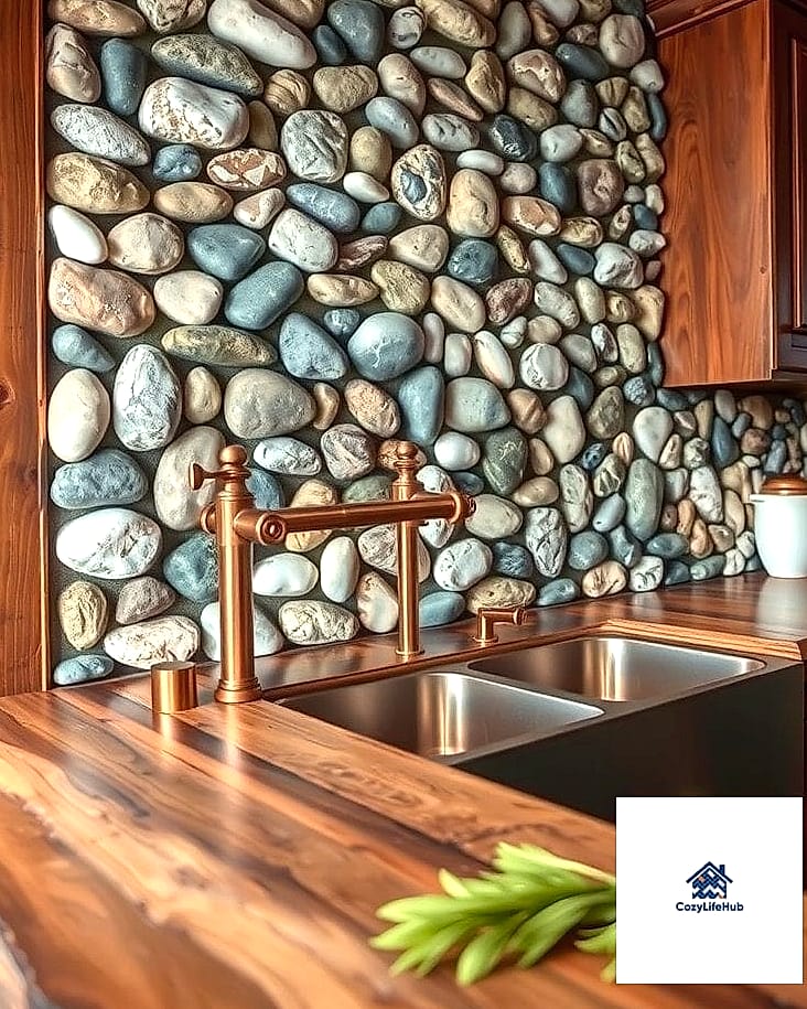 17 Rustic Stone Backsplash Ideas That Will Transform Your Space 6 River Rock Accent Strip