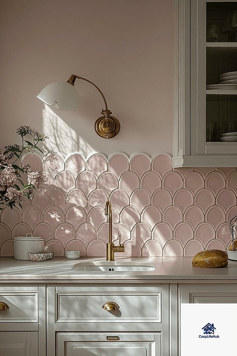 21 Shell Backsplash Ideas Worth Stealing From Interior Designers 6 Scalloped Shell-Shaped Ceramic Tile