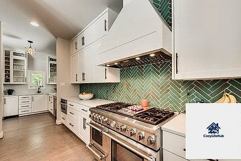 Seafoam Green Herringbone for Coastal Kitchens