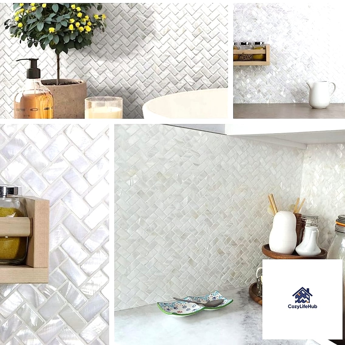 21 Shell Backsplash Ideas Worth Stealing From Interior Designers 7 Shell Tile Backsplash with Open Shelving