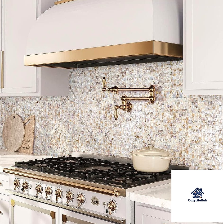 21 Shell Backsplash Ideas Worth Stealing From Interior Designers 9 Shell Tile in a Butler's Pantry