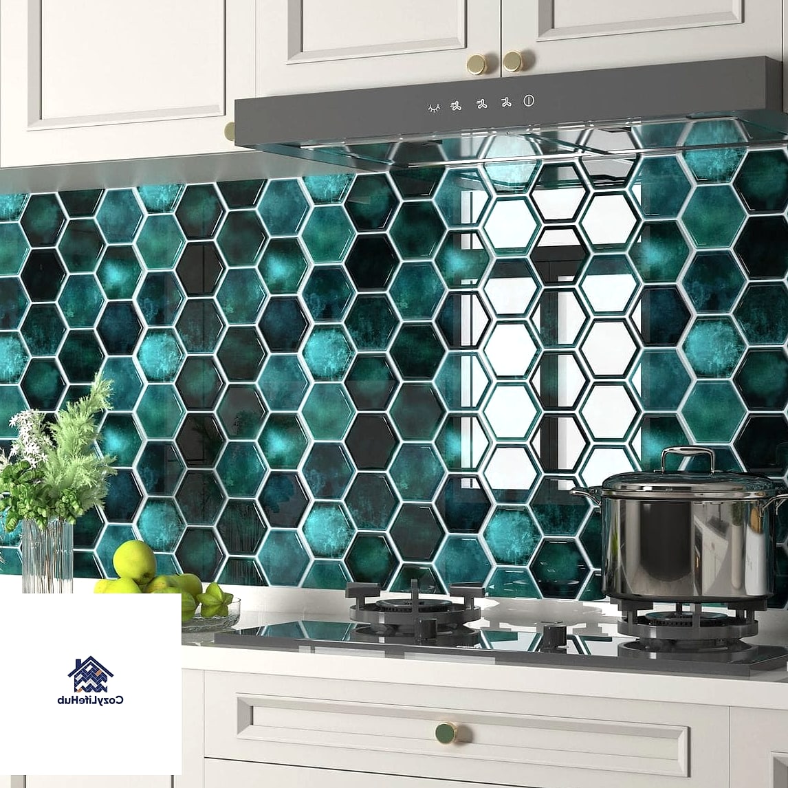 21 Shell Backsplash Ideas Worth Stealing From Interior Designers 17 Shell Tile Paired with Green Cabinetry