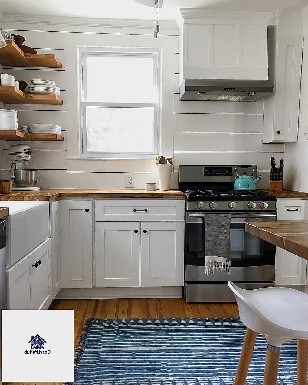 Shiplap Paired with a Butcher Block Counter