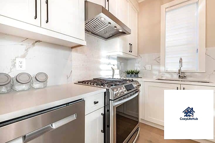 Slab Backsplash in a Small Galley Kitchen