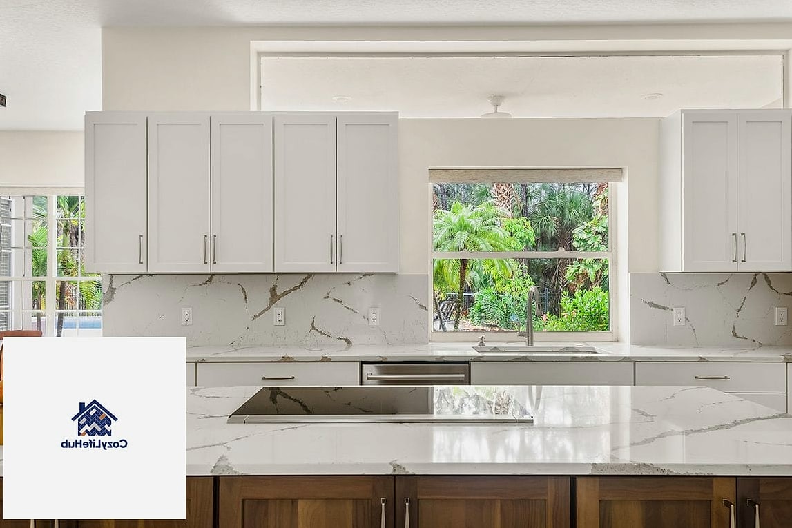 Slab Backsplash with Under-Cabinet Lighting