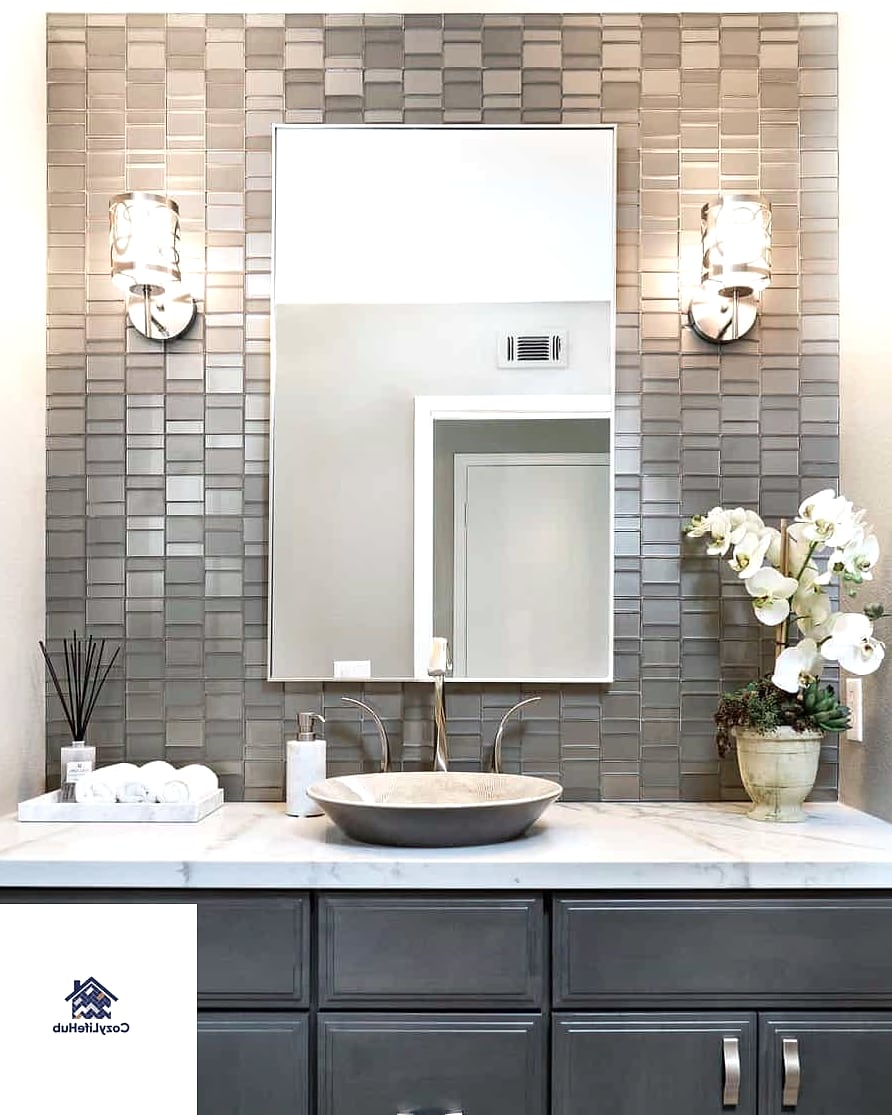 21 Shell Backsplash Ideas Worth Stealing From Interior Designers 8 Small Bathroom Vanity Shell Backsplash